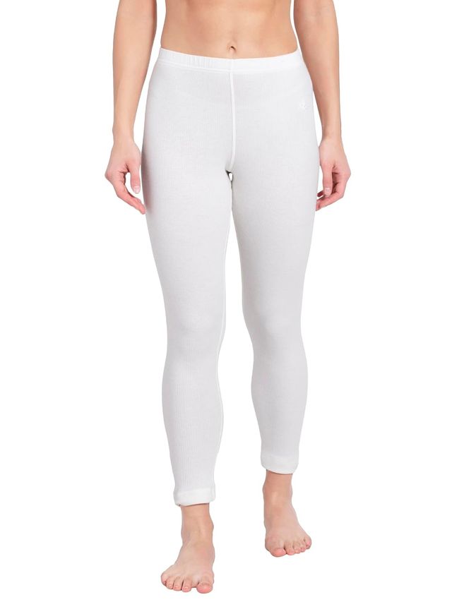 Jockey Women's Solid Cotton, Viscose, and Polyester Thermal Leggings | Black - L